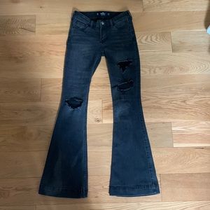 Black Flare Jeans with slight distressing